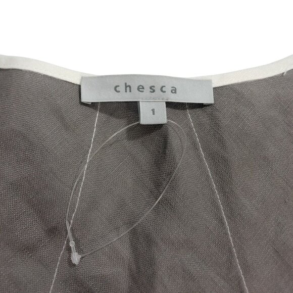 Chesca Floral Linen Lagenlook Modest Embroidered Artsy Gray White Maxi D… - Picture 4 of 7